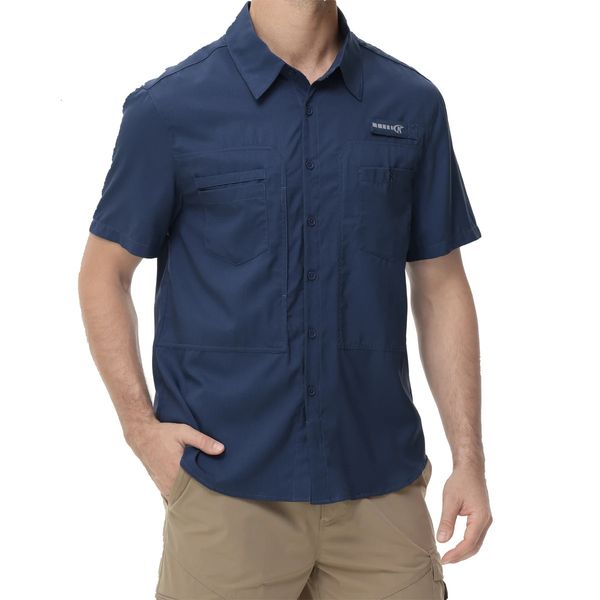 Mens UPF 50 Short Sleeve Fishing Shirts Sun Protection Breathable Hiking Work Shirt Casual Button Down Shirt with Pocket 250114