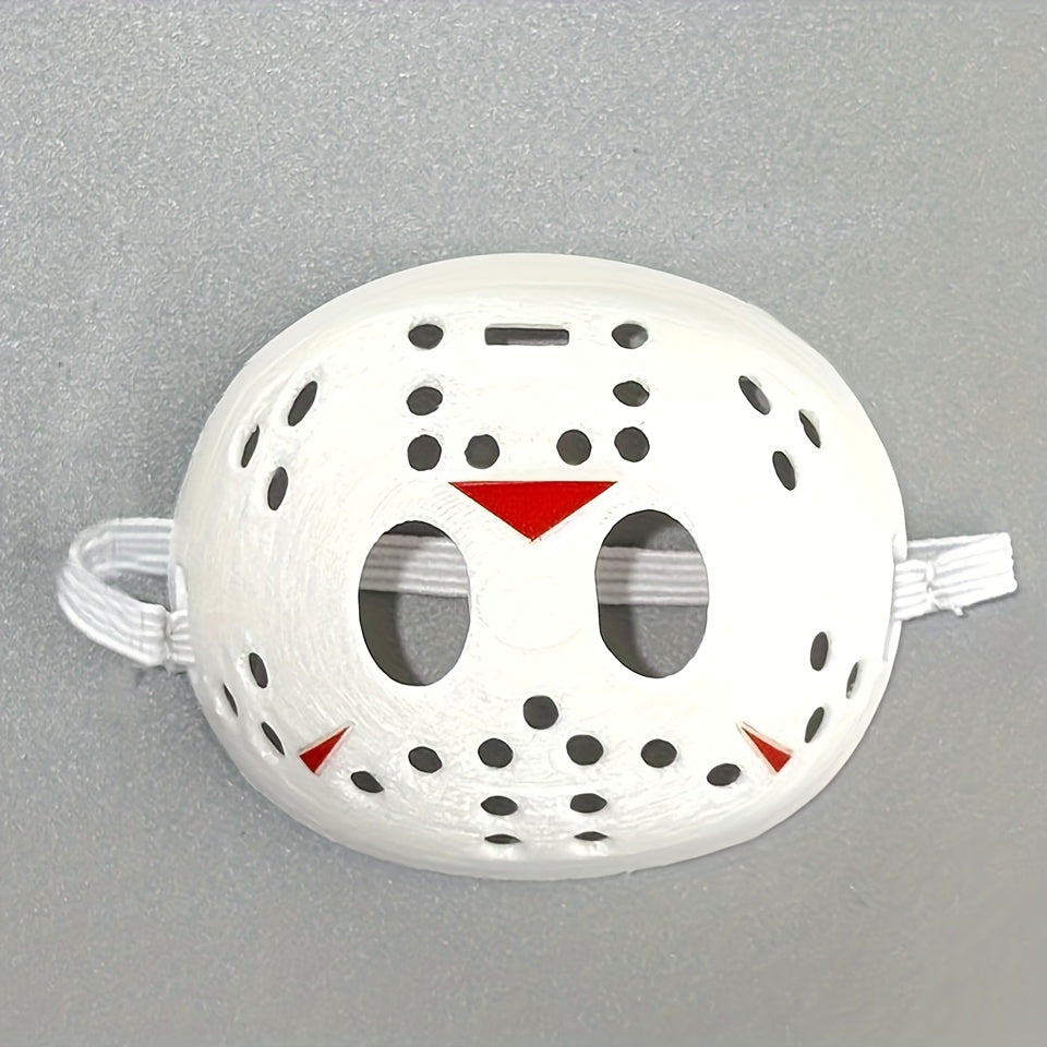 TEMU 13th Generation Jason Hockey Mask Doll Accessories - High-end Fashion Collectible With Red Accents Elastic Strap, Halloween Costume Props,