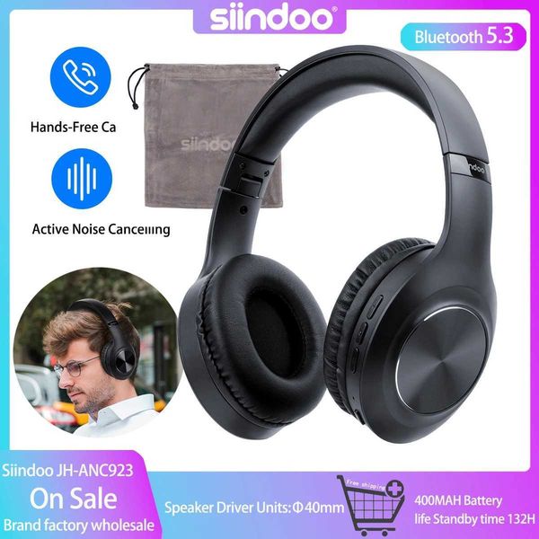 Headsets Siindoo JH-ANC923 Active Noise Cancellation Wireless Earphones Foldable Earbuds Bluetooth Earphones with Microphone HiFi Stereo Bas