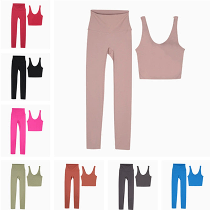 Lycra fabric women&#039;s yoga sports bra shock-absorbing vest high waist tight pants set push up jogging fitness sportswear gym leggings lingerie T