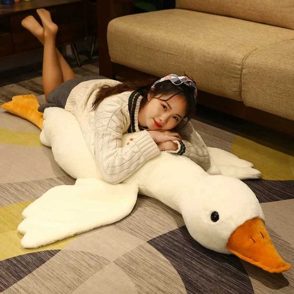 Plush Dolls 130CM Giant White Duck Plush Toy Soft Fill Big Wings Goose Doll Cute Animal Pillow Childrens Girl Birthday Gift Q241114