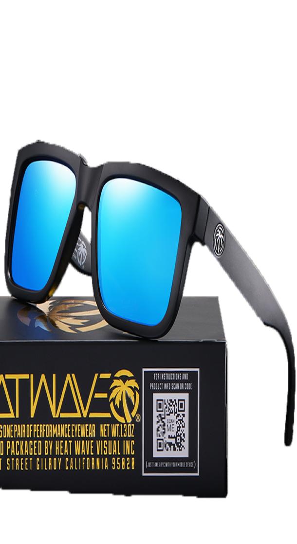 NEW luxury BRAND Mirrored Polarized lens heat wave Sunglasses men sport goggle uv400 protection with case 20211120365