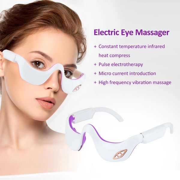 EMS Micro Current Pulse Eye Vibration Massager Heating Therapy Eye Beauty Device Relieves Eye Fatigue Fades Anti Dark Circle 240626