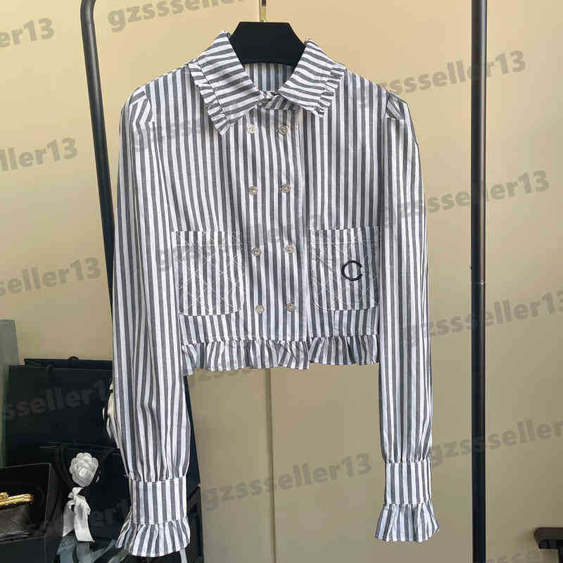 Luxury Womens Blouses Tops CNL Classic Brand Logo Embroidery Designer Blouse Fashion Lapel Long Sleeve Short Shirt Women Clothing