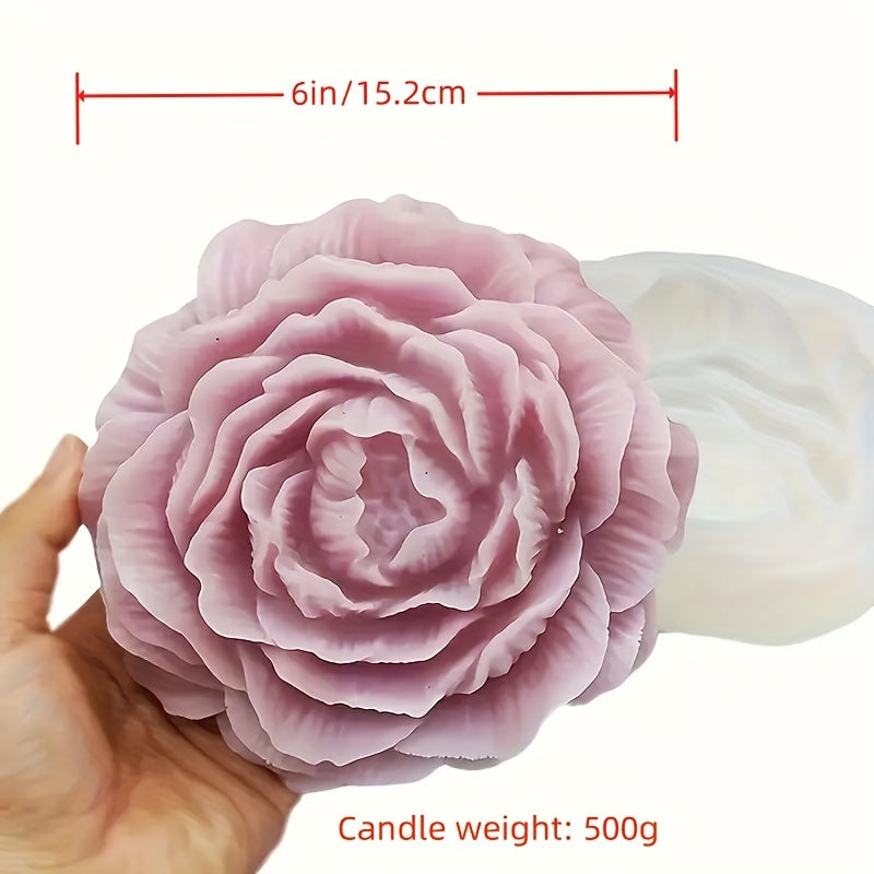TEMU 6-inch Large Peony Silicone Mold For Candles, Plaster, Cakes, Soap, Resin & Artworks – Intricate , , Durable Crafting Tool For