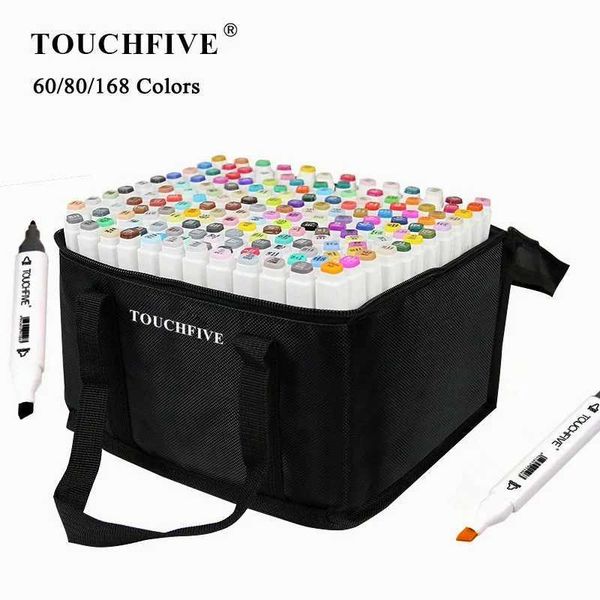 Watercolor Brush Pens Touchfive 30406080Colors Dual Head Art Markers Pen Oily Alcoholic Sketch Marker Brush Pen Art Supplies for Animation M