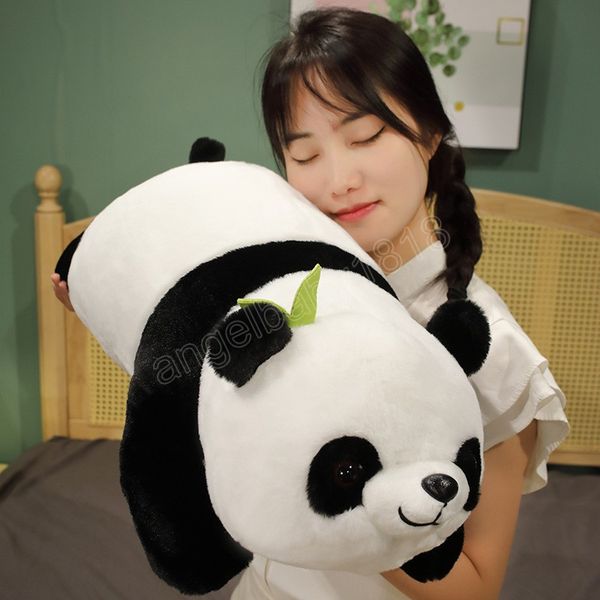 50CM Lying Panda Plush Toys Kawaii Bamboo Panda Dolls Stuffed Soft Pillow for Children Birthday Gift