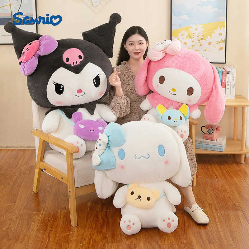 40-50cm Sanrio Kuromi My Melody Cinnamoroll Plush Dolls kawaii Soft Stuffed Pillow Anime Figure Cartoon Decor Kids Toys Giftsw250526