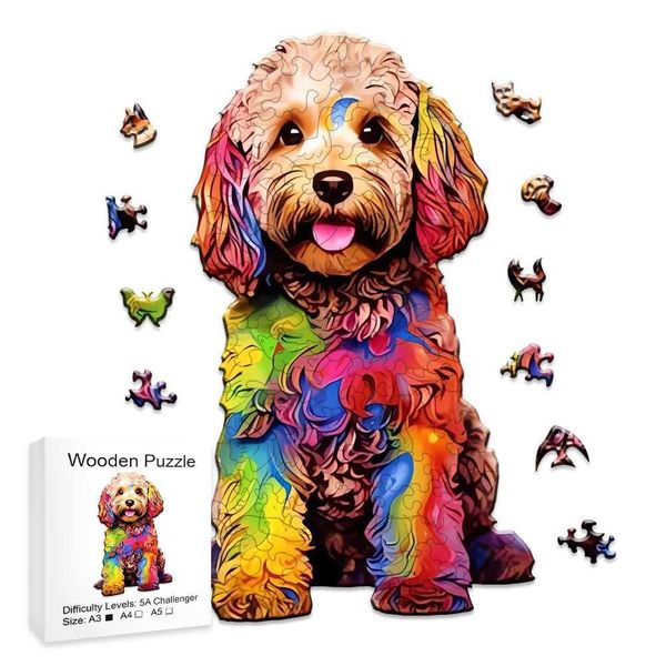 Animal Shaped Wooden Puzzles for Adults A3 Jigsaw Puzzle with Unique Shapes Family Games for Kids and Adults W250117