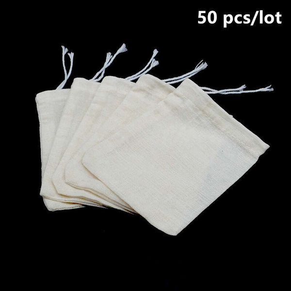 50 Pcs 6X8-8X10-10X15cm Tea Empty Cotton Mus Bags With Drawstring Multipurpose Mini Sachet Storage Pouches Jewelry Package