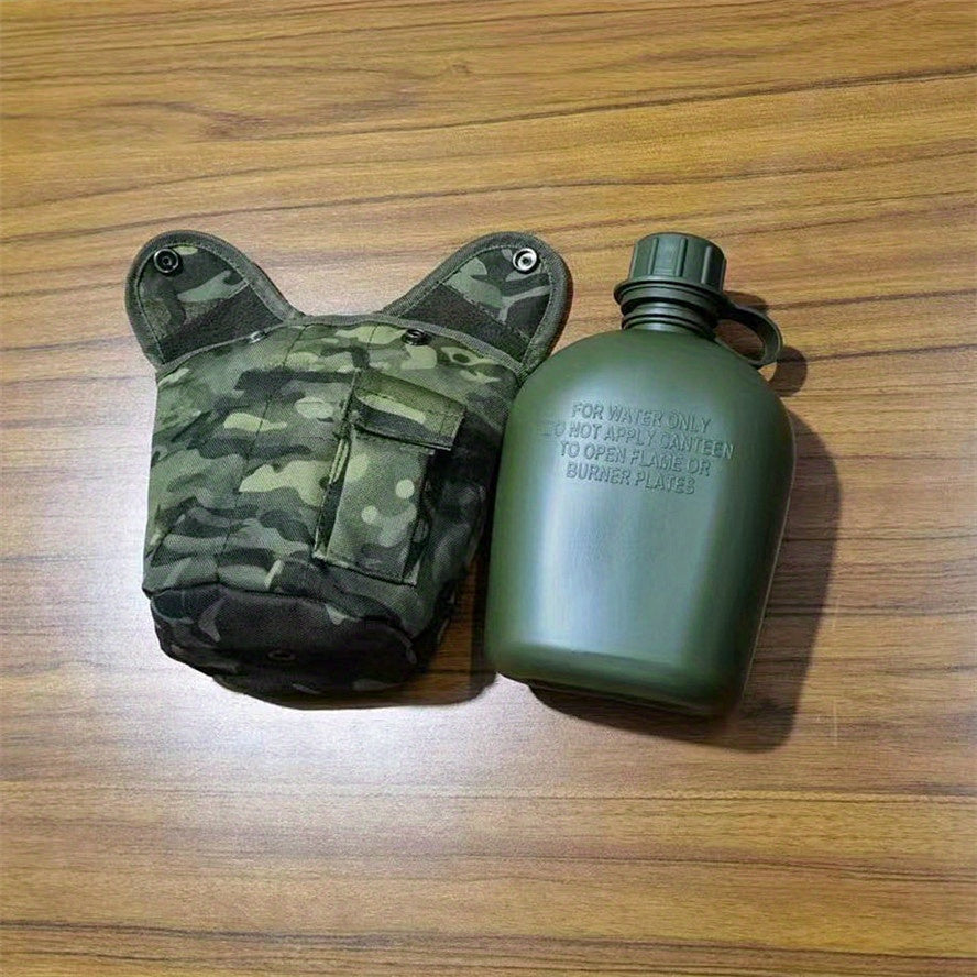 TEMU 1pc 1l- 33.81oz Portable Canteen Water Bottle, With Protective Cover, Outdoor Camping, Hiking & Backpacking