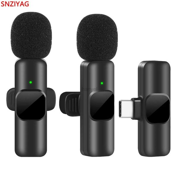Microphones New Wireless Lavalier Microphone Portable Audio Video Recording Mini Mic for iPhone Android Live Broadcast Gaming Phone Mic 2404