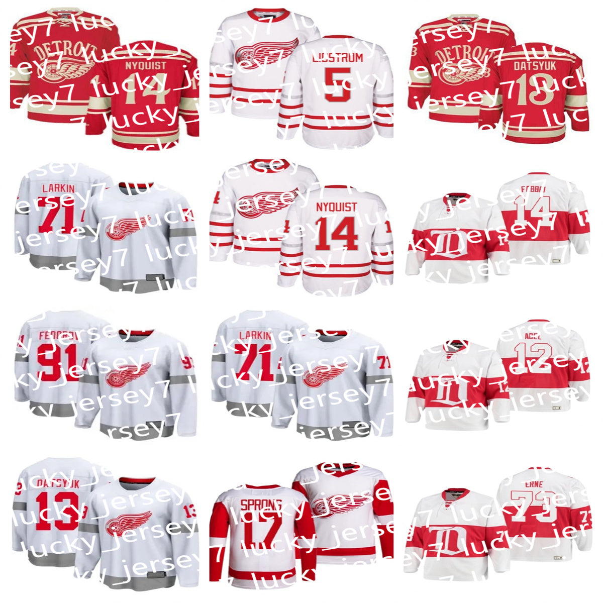 Detroit Dylan Larkin Patrick Kane John Gibson Moritz Seider Lucas Raymond Alex DeBrincat J.T. Compher Justin Holl Andrew Copp Custom Hockey Jersey