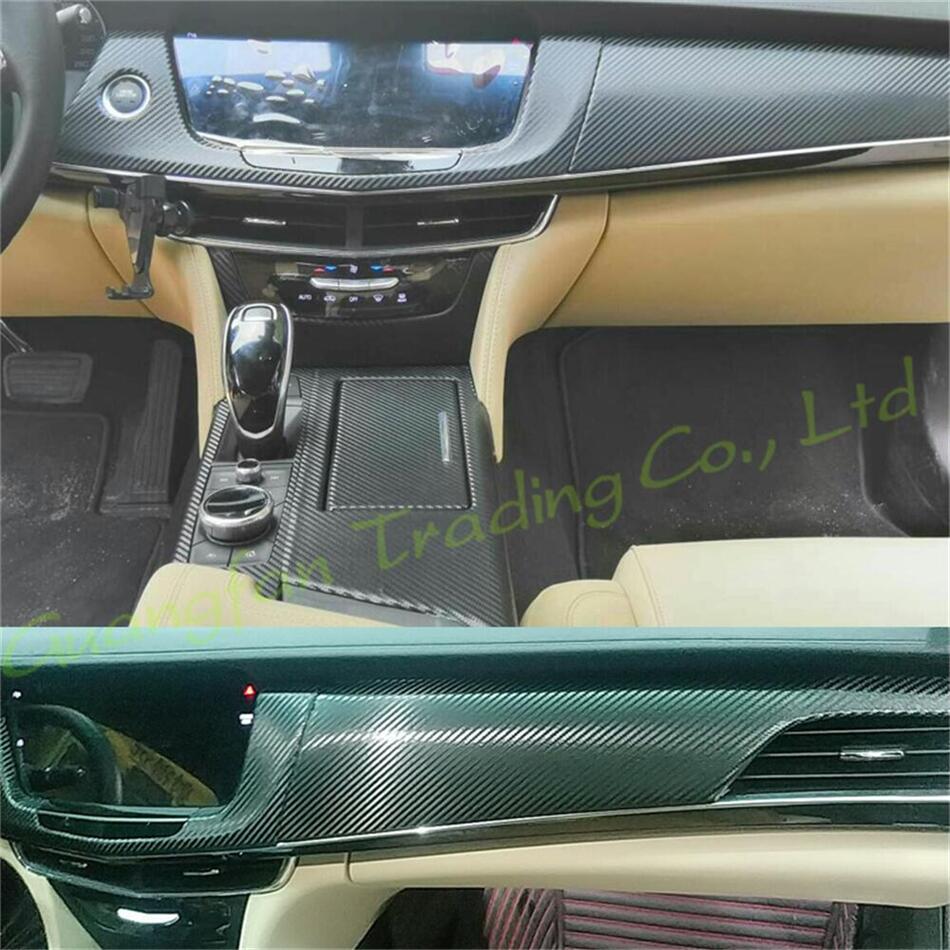 For Cadillac CT6 2016-2020 Interior Central Control Panel Door Handle 3D 5D Carbon Fiber Stickers Decals Car styling Accessorie