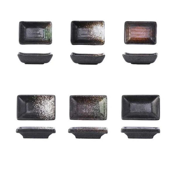 4Pcs Ceramic Rectangle Small Sauce Dish Japanese Style Flavoring Sushi Mustard Plate Soy Sauce Cherry Blossom Pepper Tray Home Y240902