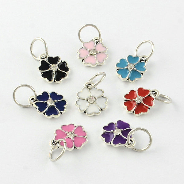 Emaille-Art-Blumen-Legierung Strass Anhänger - charms
