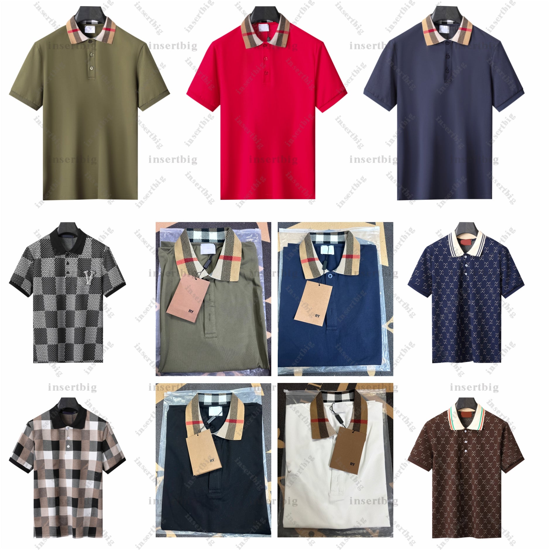 New Designer Polo shirt Fashion Casual Mens Polos Collar Colorful Contrast Short Sleeve 100% Cotton 66