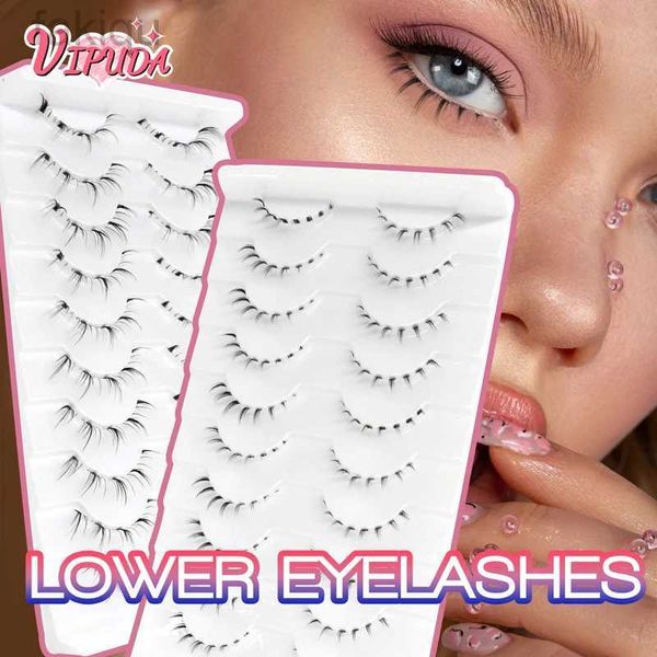 False Eyelashes 10 pairs of lower eyelash bags soft lower eyelashes 100% handmade transparent strip comic bottom eyelash makeup tool d240508