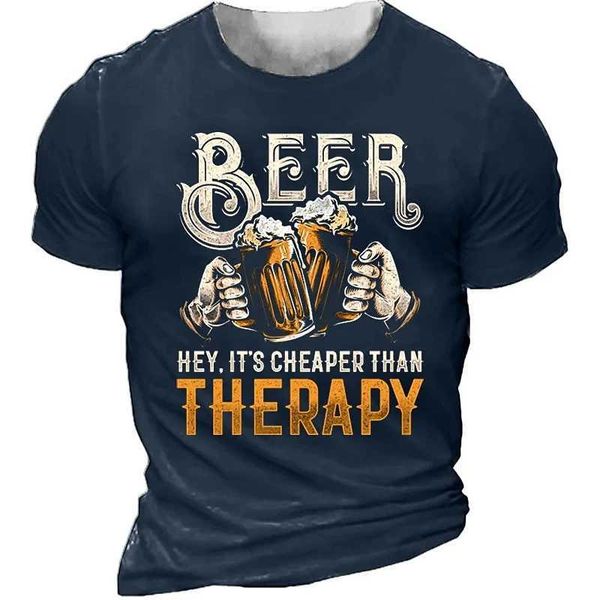 Summer Fashion Men Retro Beer graphic t shirts Europe and America Trend Personality Vintage Printed Round Neck Short Sleeve Tees W250211