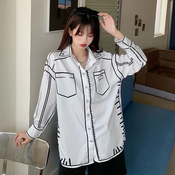 Fashion 3D printing shirts Womens Blouses casual loose shirts Spring Autumn long sleeve Tops Blusas Mujer 240815