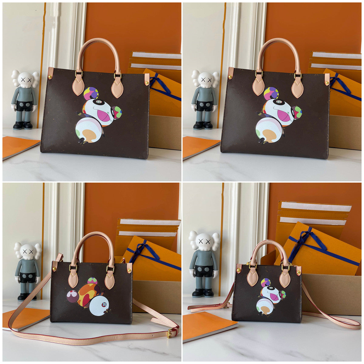 Murakami Takashi Panda Print On TheGoBB Handbag GM MM PM New Color Graffiti Animation Design Luxury Damier Azur Canvas Women&#039;s Party Onthegos H