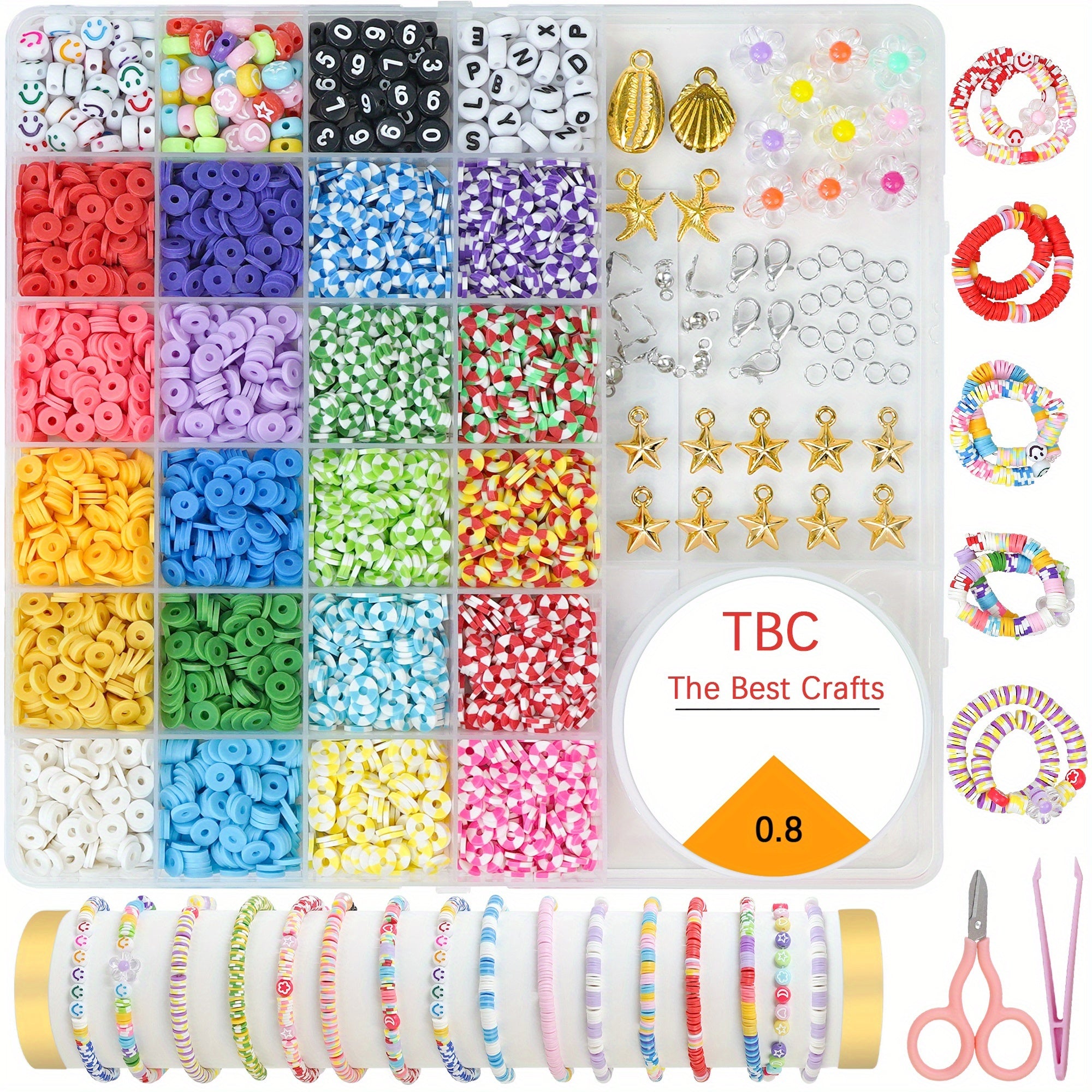 TEMU Tbc Best Crafts 4000+ Clay Beads For Bracelet Making, Candy Scented, For Girls