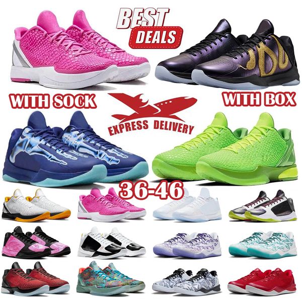 2025 With Box Designer Basketball Shoes Mambas 8 eybl Protro 6s 6 Reverse Grinch What The Mambacita 5 X-Ray Mens Women Sneakers Trainers Out