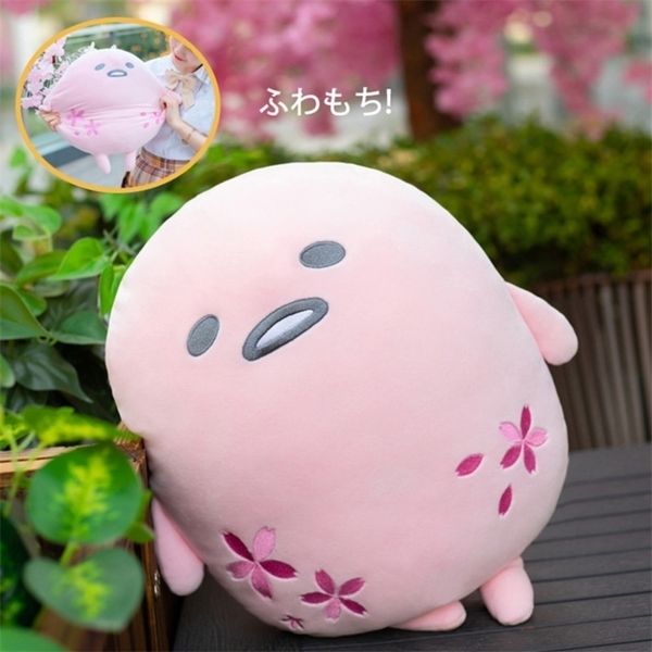Plush Dolls 45CM Kawaii Pink Sakura Lazy Egg Plush Pillow Cartoon Anime Cushion Doll Cute Lazy Egg Stuffed Toy Birthday Gift For Girls 22091
