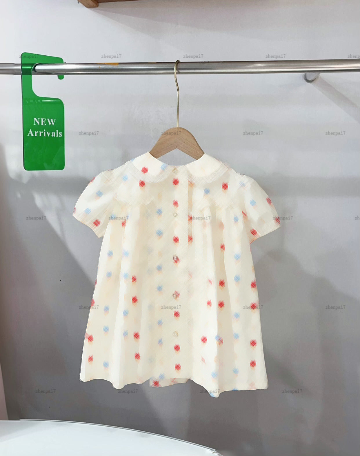 Top Doll collar girls dress Colorful embroidery design Princess dress kids designer clothes Summer baby skirt A014X01N009-b