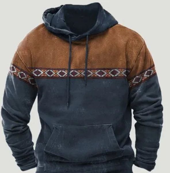 Retro Mens Hoodie 3D Impresso para homens esportivos Harajuku Capuz de capuz Casual Casual Top Mens Clothing 241203
