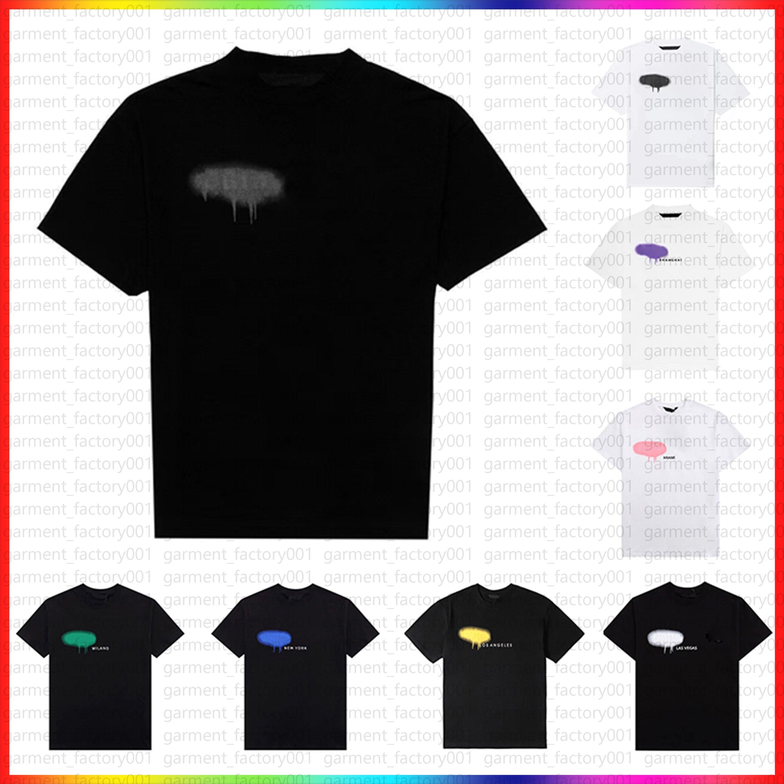 5A Designer t shirt luxury brand clothing palms tshirt spray letter cotton short sleeve spring summer tide mens womens High Quality men Clothes 03