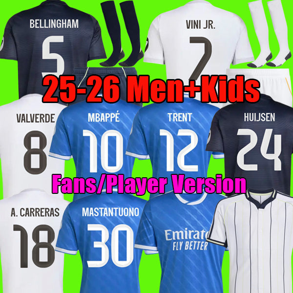 MBAPPE HUIJSEN MASTANTUONO 25 26 soccer jerseys BELLINGHAM football kit shirts VINI JR ARDA GULER A.CARRERAS TRENT camiseta de futbol men kids kit s