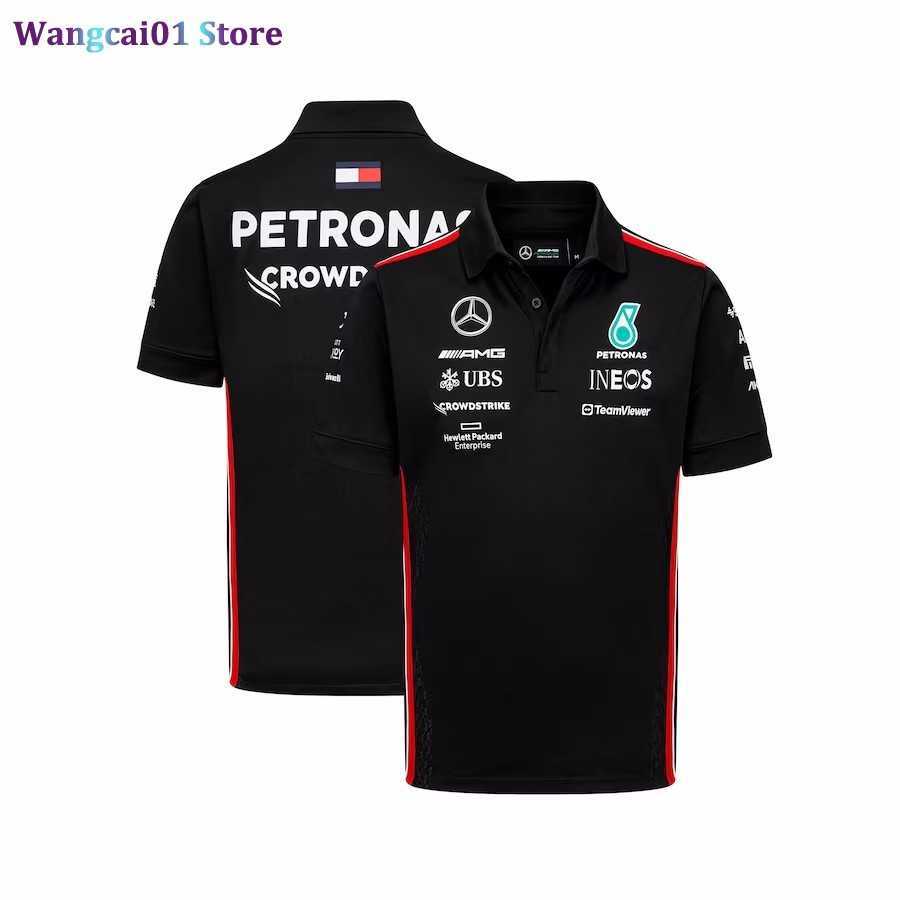 F1 2023 Team Polo - Black Petronas Designer Men&#039;s t Shirts Luxury Mercedes Amg Top F1 Formula One Racing Polos Women Casual Short Seve T-shirts