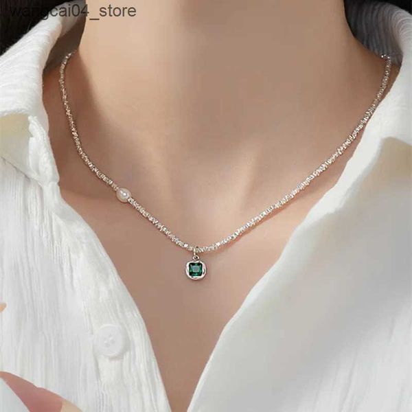 Chokers Popular 925 sterling silver green pendant pearl necklace suitable for womens necklaces exquisite jewelry accessories gifts L240910