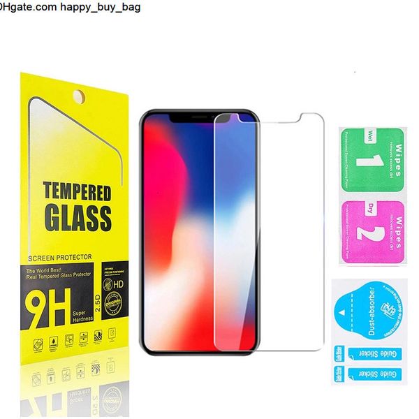 glass 9D Tempered phone screen protector for iPhone 13 12 11 Pro Max X Xs XR 8 7 6 Plus Samsung Galaxy S21 A32 A42 A72 Scratch-proof toughen
