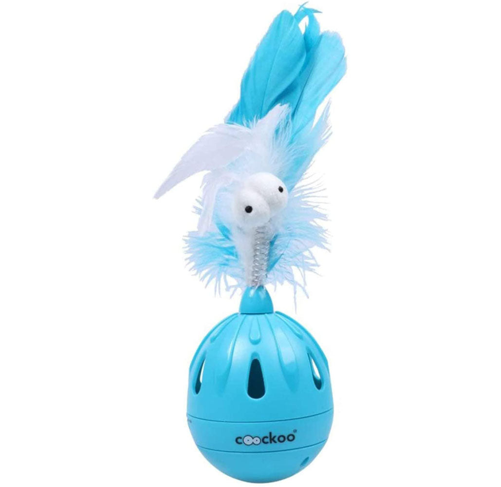 PetPals Coockoo Tumbler Cat Toy and Treat Dispenser with Timer - Blue