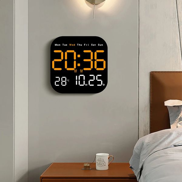 LED Wall Clock With Remote Control Temperature Calendar Wall Clock For Living Room Bedroom Plastic Multifunctional Clock 241210