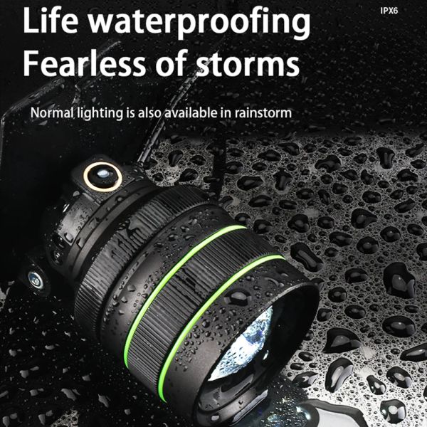 Powerful Super 60W Spotlight Headlight Sensing head Lamp Type-C Apple lnput USB Output Power Display With Night Light Strip