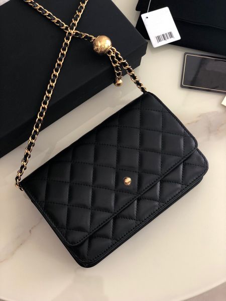 10A magnetic hardware hasp chip authentication caviar sheepskin leather black bags cross body women chain handbags ladies tote clutch should
