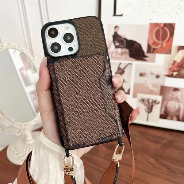 Fashion Designer Phone Cases for iPhone 15 15pro 14 14pro 14plus 13 13pro 12 12pro 11 pro max Leather 5 Card Holder Luxury Cellphone Cover w
