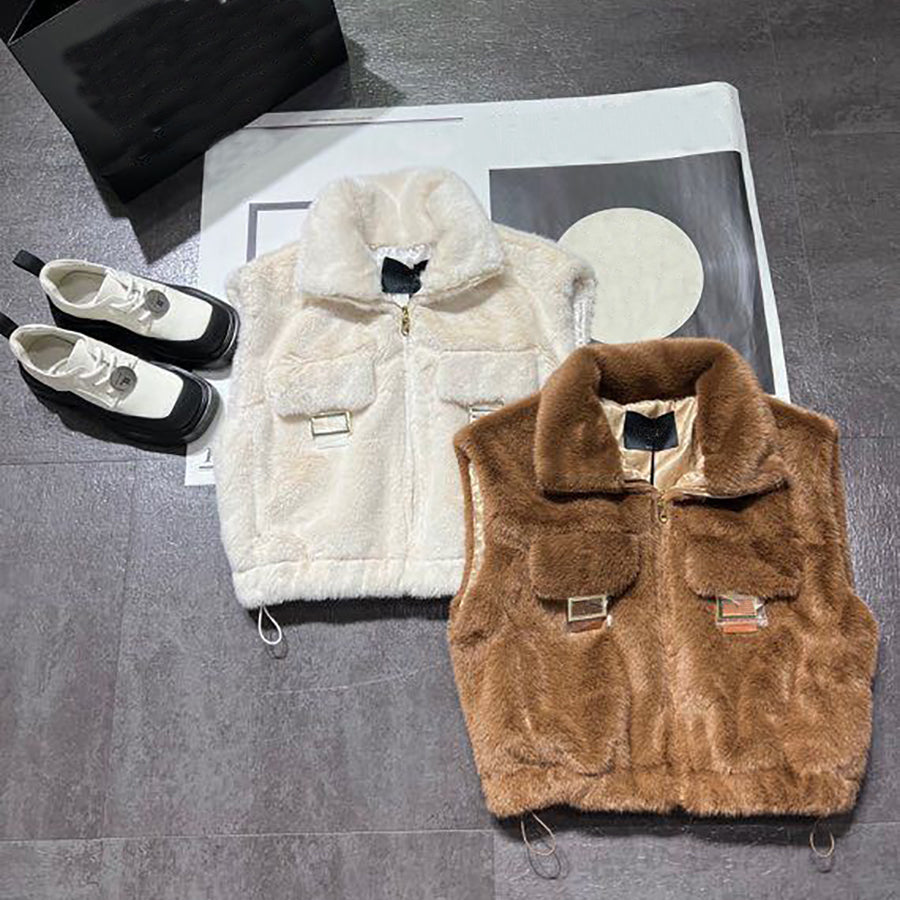 2025Womens Puffer Vests Winter Fashion Mink Vest Woman Casual Coat Short Jacket Classic Pattern Jackets Outerwear Designer Coats 23FW