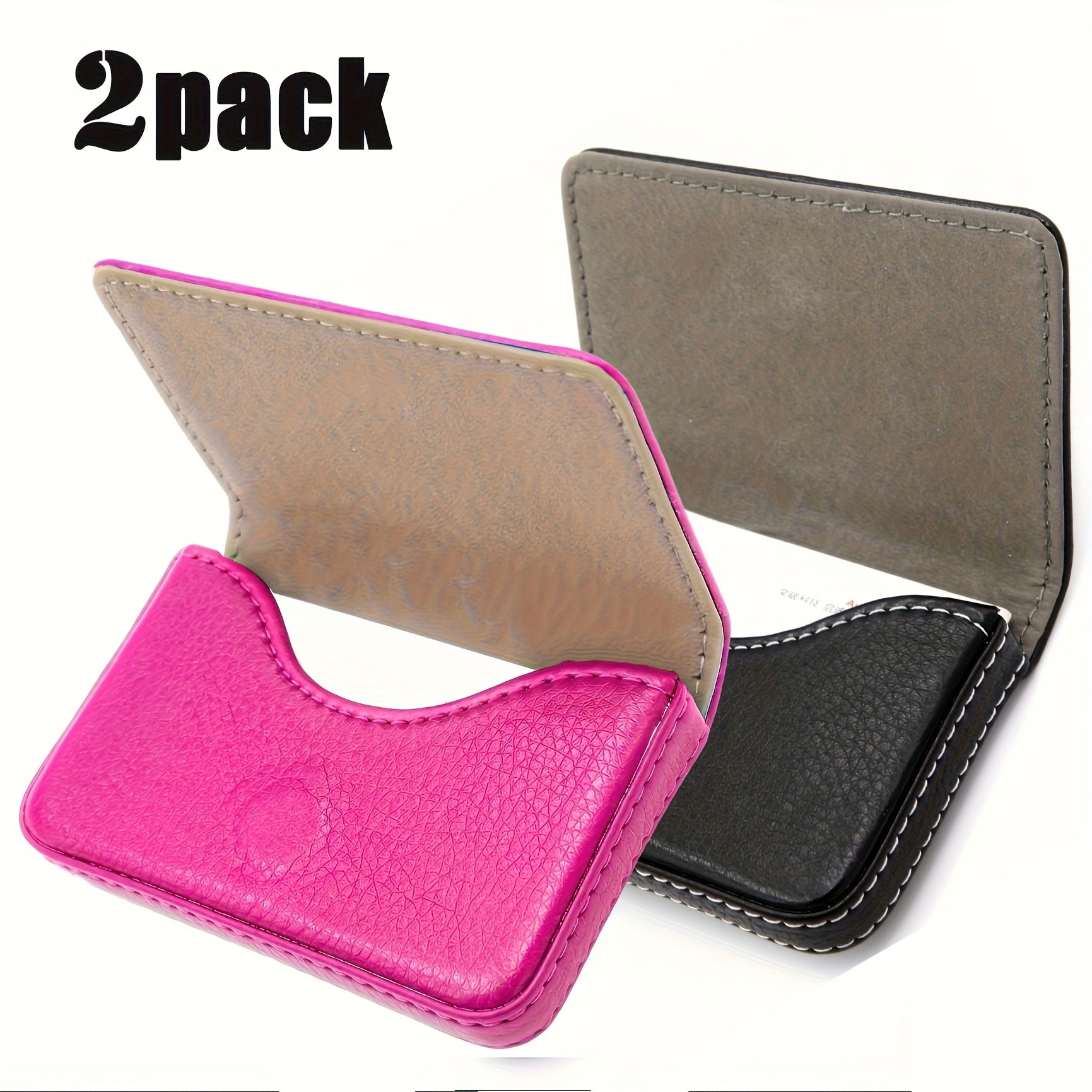 TEMU 2pack Rfid Blocking Wallet - Sleek Pink & Beige Business Card Holder, Minimalist Credit Card & Id Case For Men And Women, Secure And Stylish