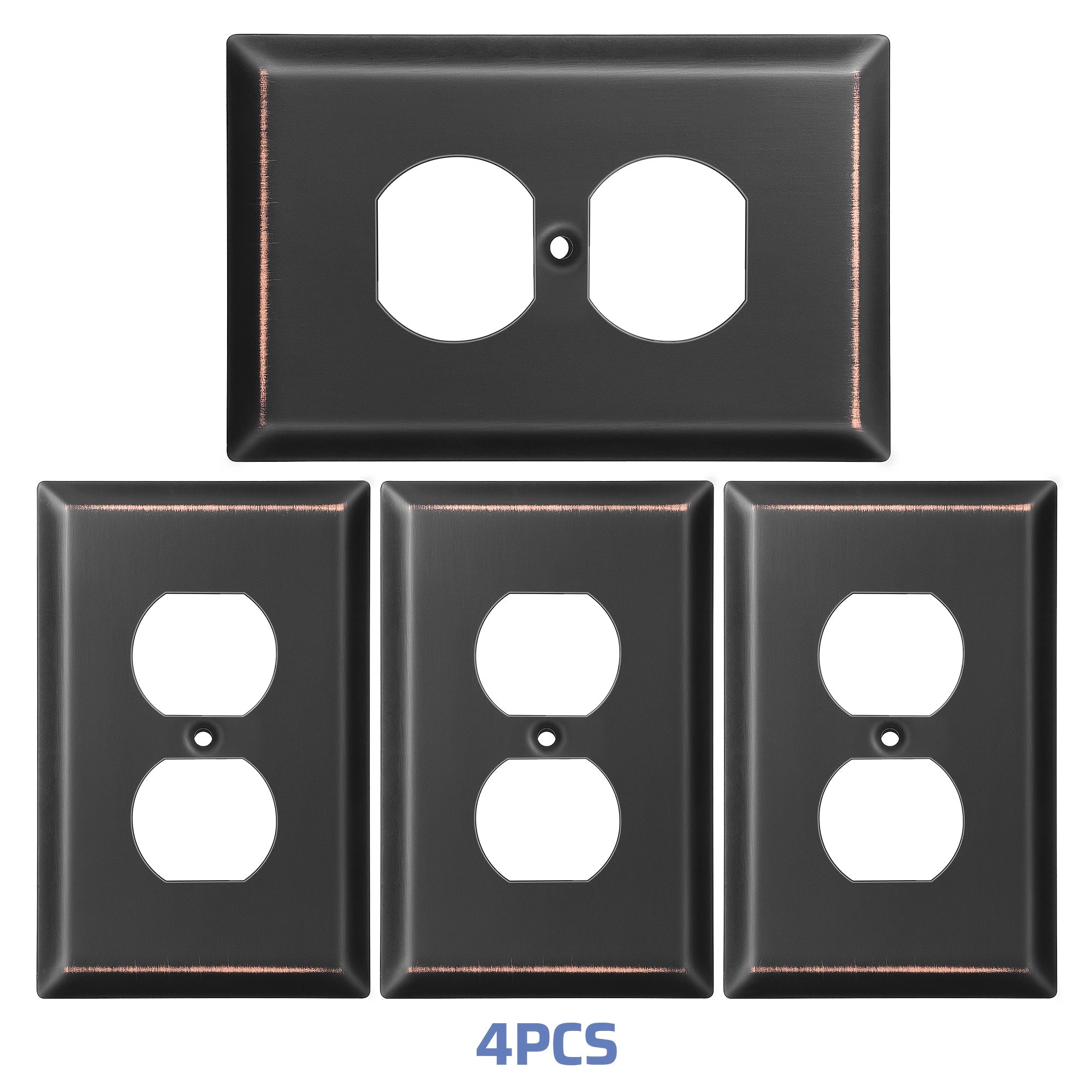 TEMU 4pcs Heavy-duty Metal Outlet Covers - Vintage Industrial Electrical Outlet Plates With Aged Bronze Finish, Duplex Switch Covers For