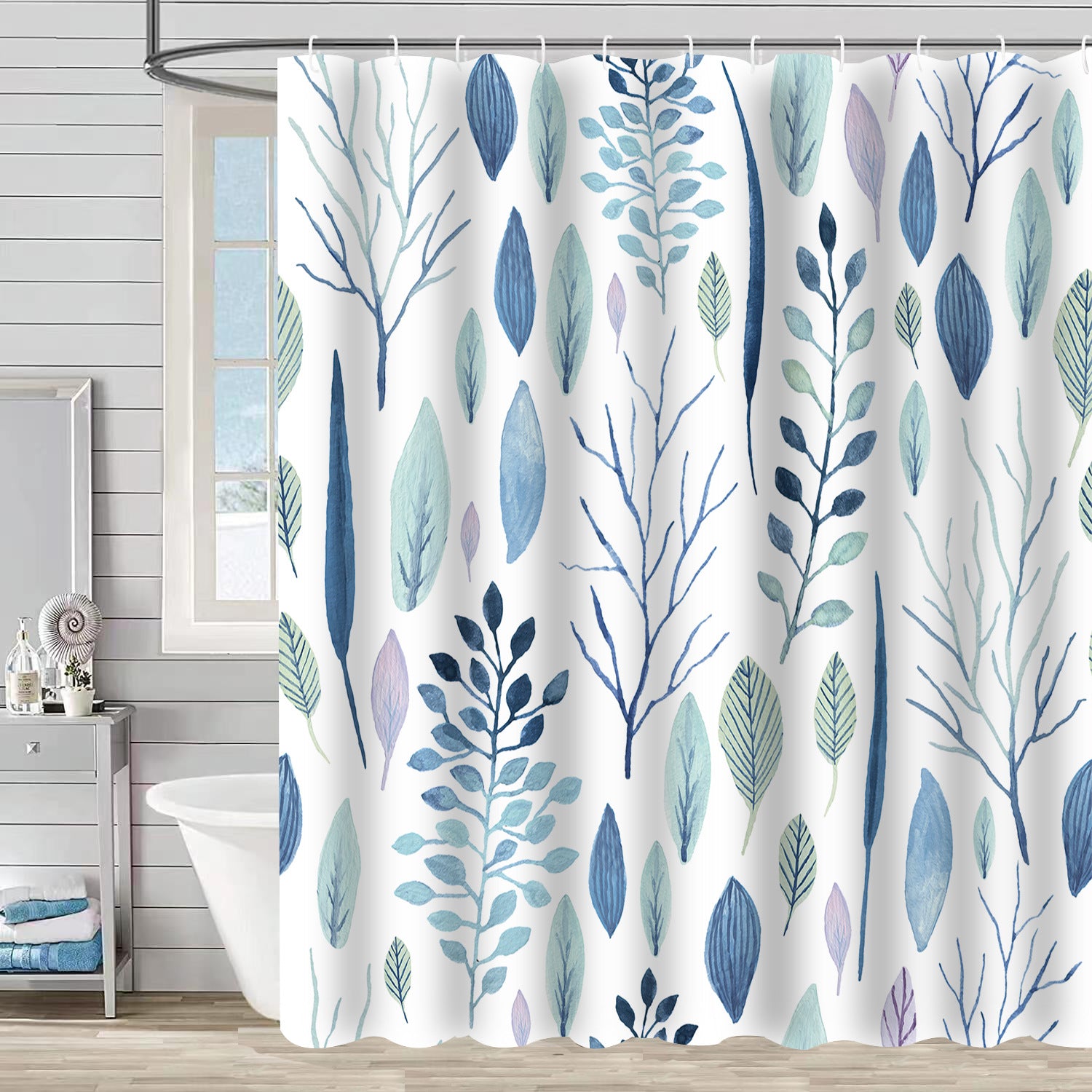 YL-37321 Waterproof Shower Curtain 3D Printed Tropical Jungle Plant Leaves and Flowers Season Polyester Shower Curtain with Hook