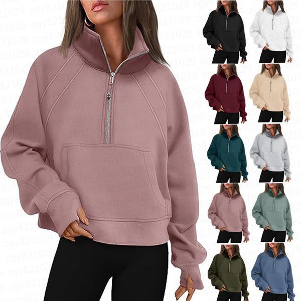 Autumn and winter yoga scuba hoodie womens Plus Velvet Thickening jackets hoodys sports half zipper terry designers sweater chothing loose s