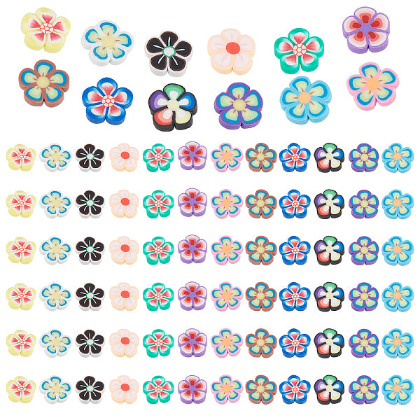 600Pcs 12 Colors Handmade Polymer Clay Cabochons Flower