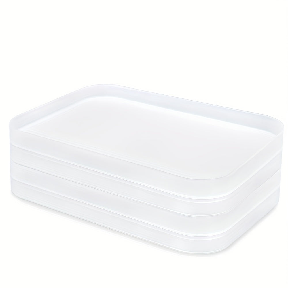 TEMU 4pcs Storage Trays - 6.1" & 8.85" , Stackable Plastic Organizer Trays For Diy Crafts, Office Supplies, And Scrapbooking Supplies, White, Craft