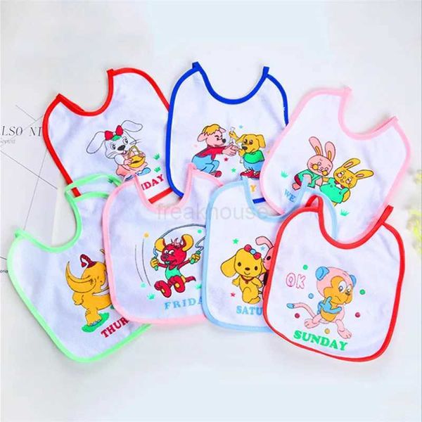 7pcs Weekly Without Repeating Baby Bibs U Shaped Newborn Infants Waterproof Printing Burp Cloths Saliva Towel for BabyCL240722