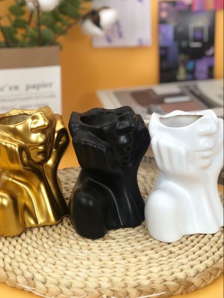 Planters & Pots Nordic style high-end home decor with hands on the face, resin living room decoration, bottle crafts