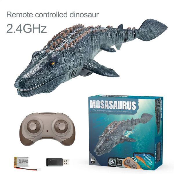 Electric remote control toy simulation dinosaur water toy Mosasaur swimming water spray underwater dinosaur toy childrens gift 241203